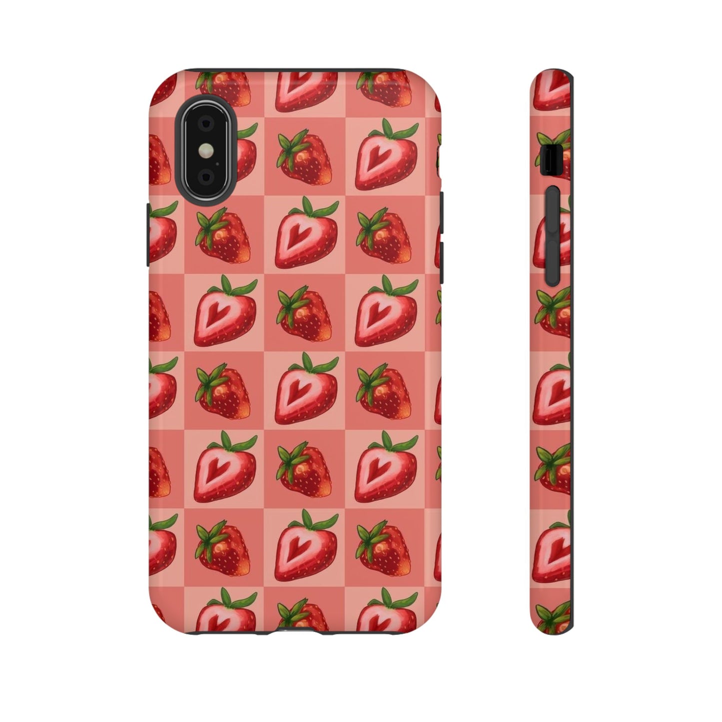 Strawberry Heart Checkers Phone Case