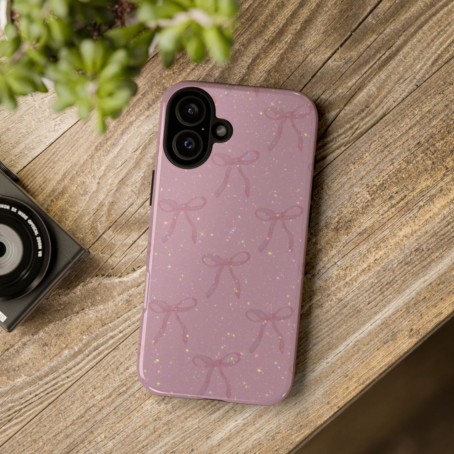 Pink Sparkly Bow Phone Case