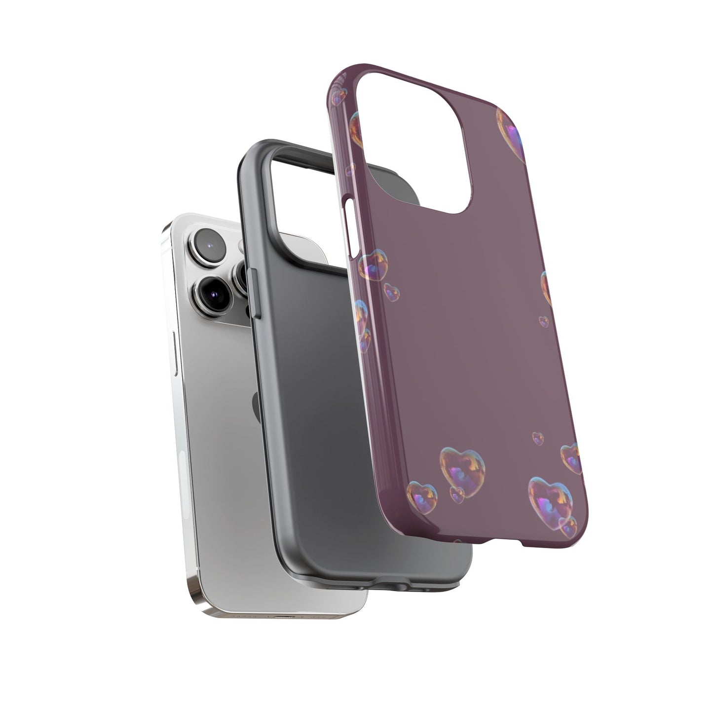 Purple Heart Bubbles Phone Case