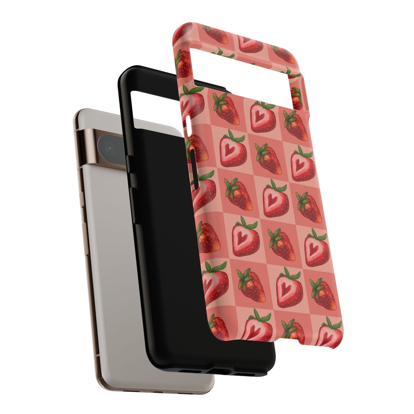 Strawberry Heart Checkers Phone Case