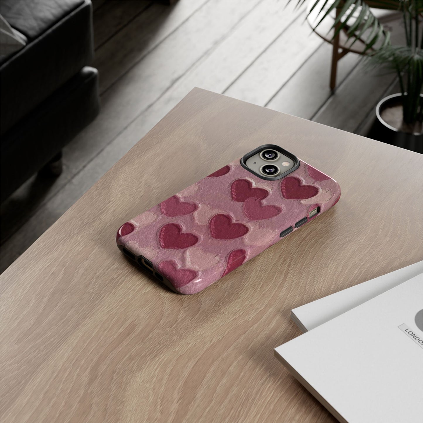 Pink Heart Chalk Wall Phone Case