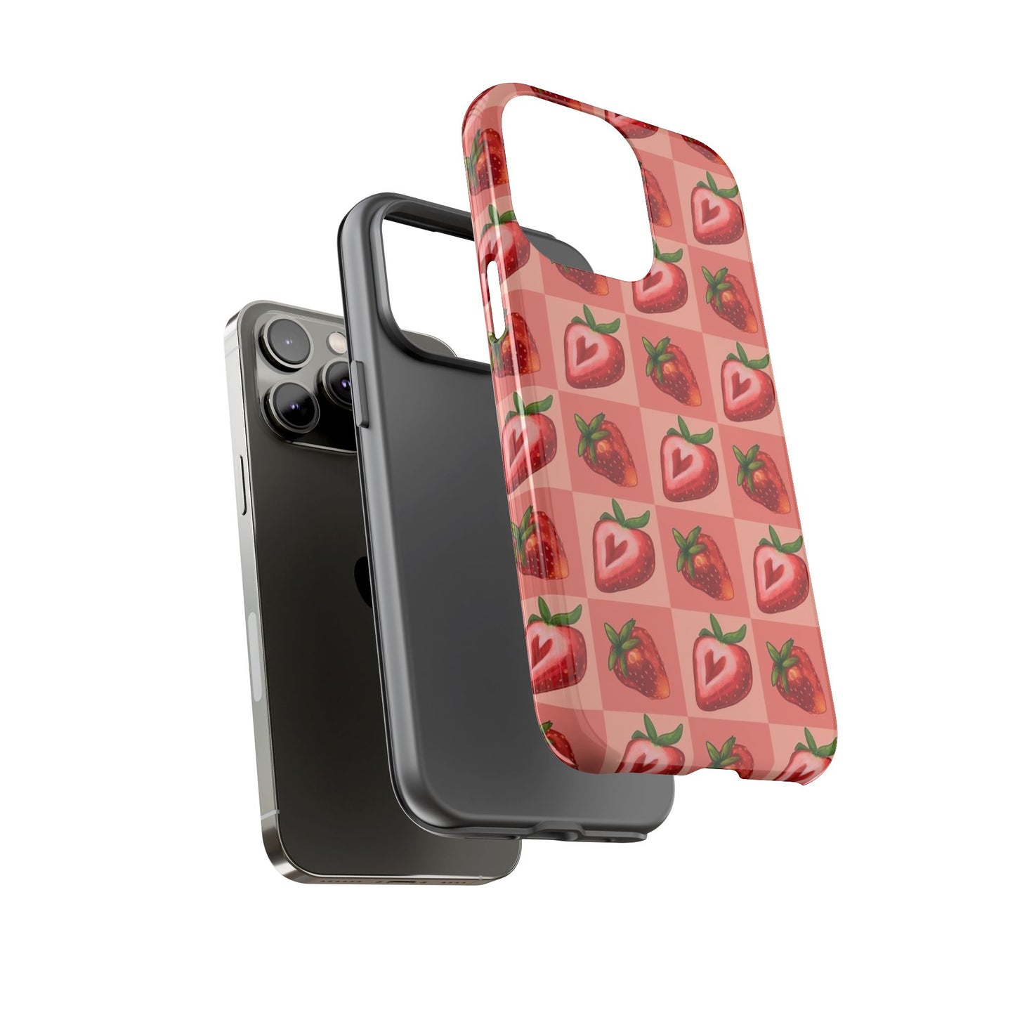 Strawberry Heart Checkers Phone Case