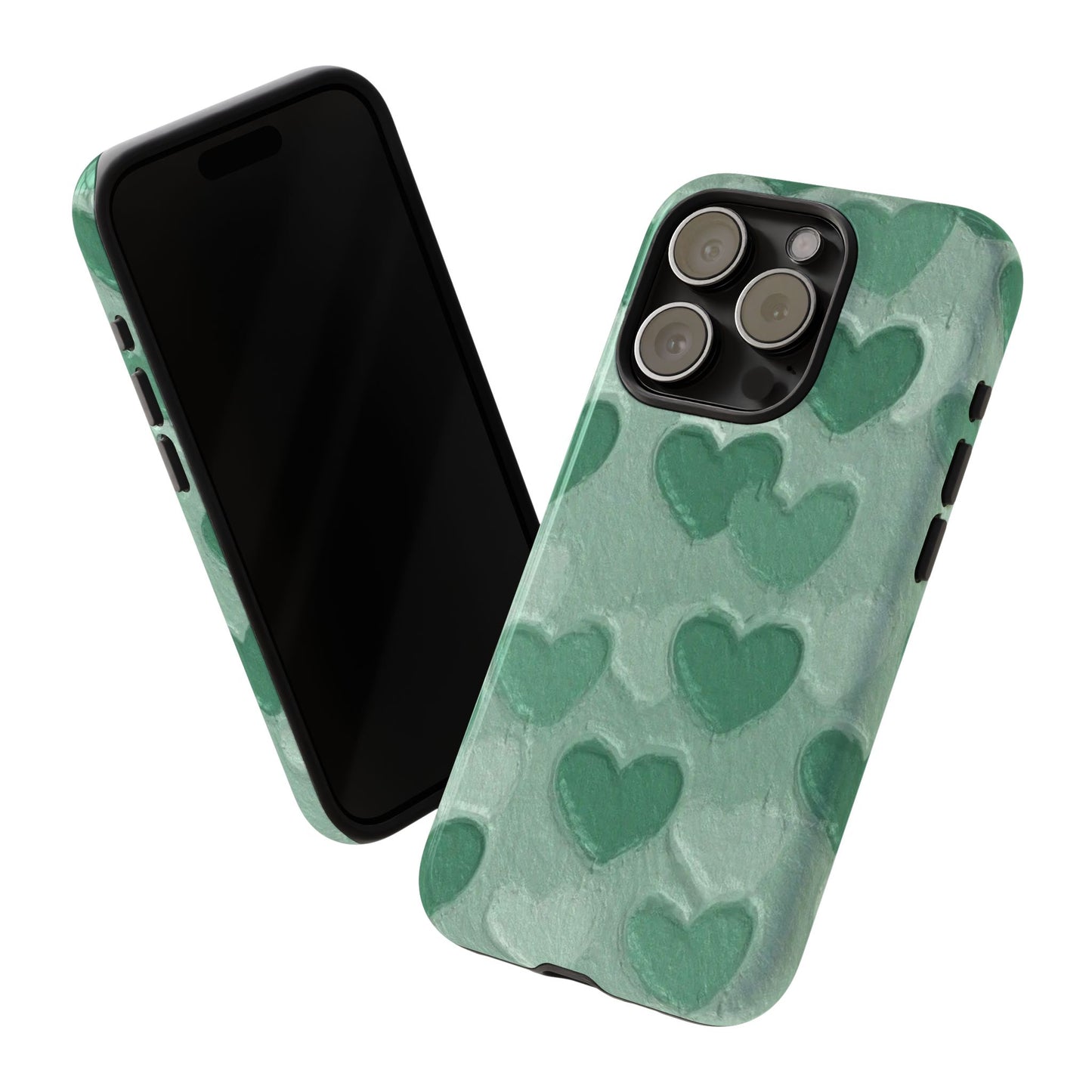 Green Heart Chalk Wall Phone Case