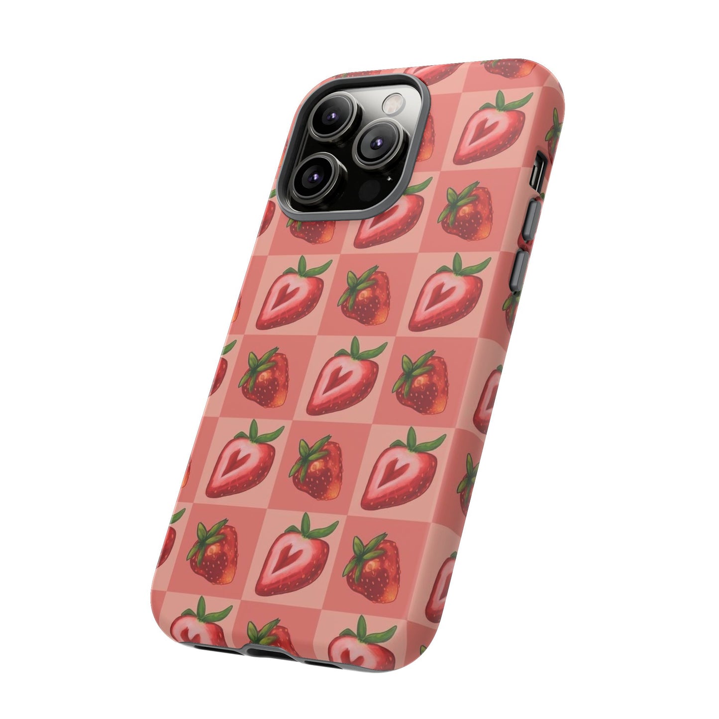 Strawberry Heart Checkers Phone Case