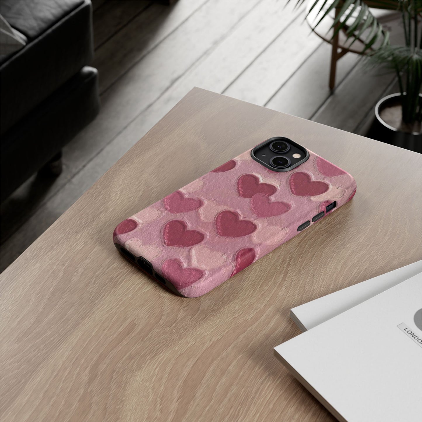 Pink Heart Chalk Wall Phone Case