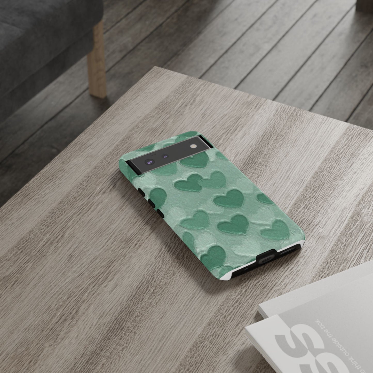 Green Heart Chalk Wall Phone Case