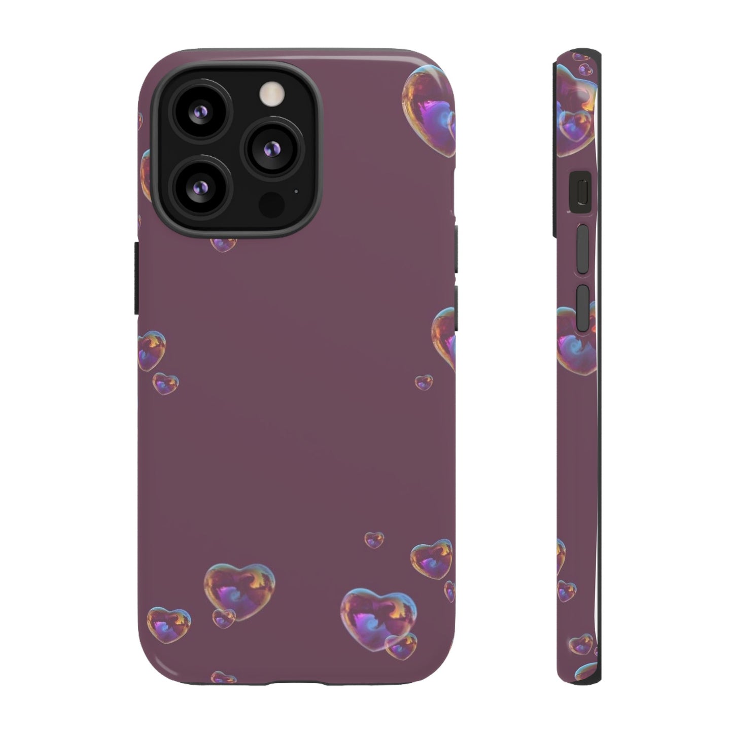 Purple Heart Bubbles Phone Case