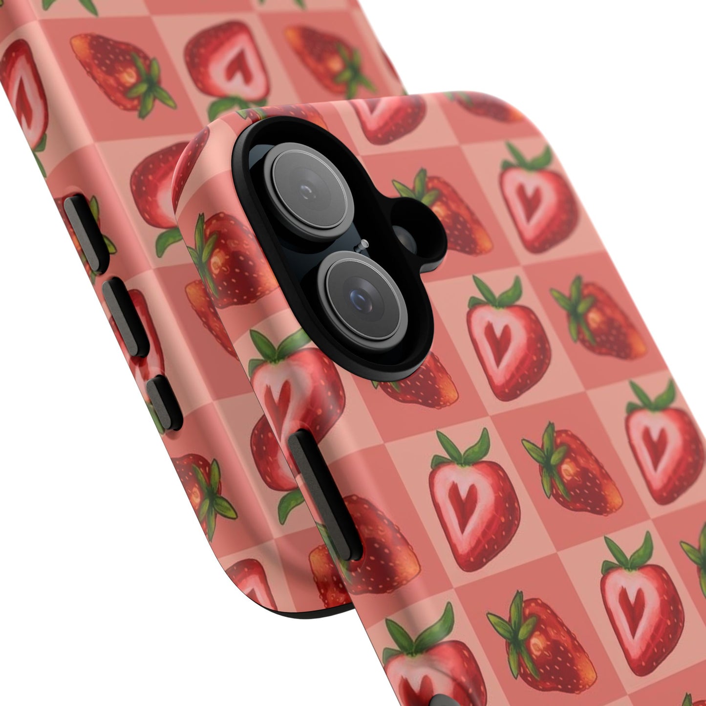 Strawberry Heart Checkers Phone Case