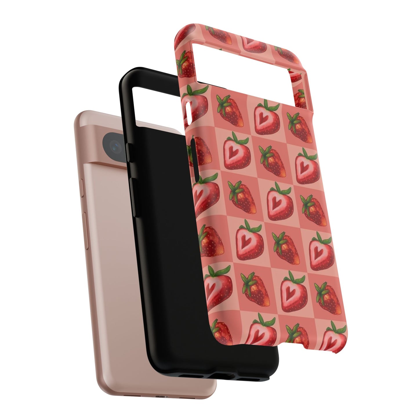 Strawberry Heart Checkers Phone Case