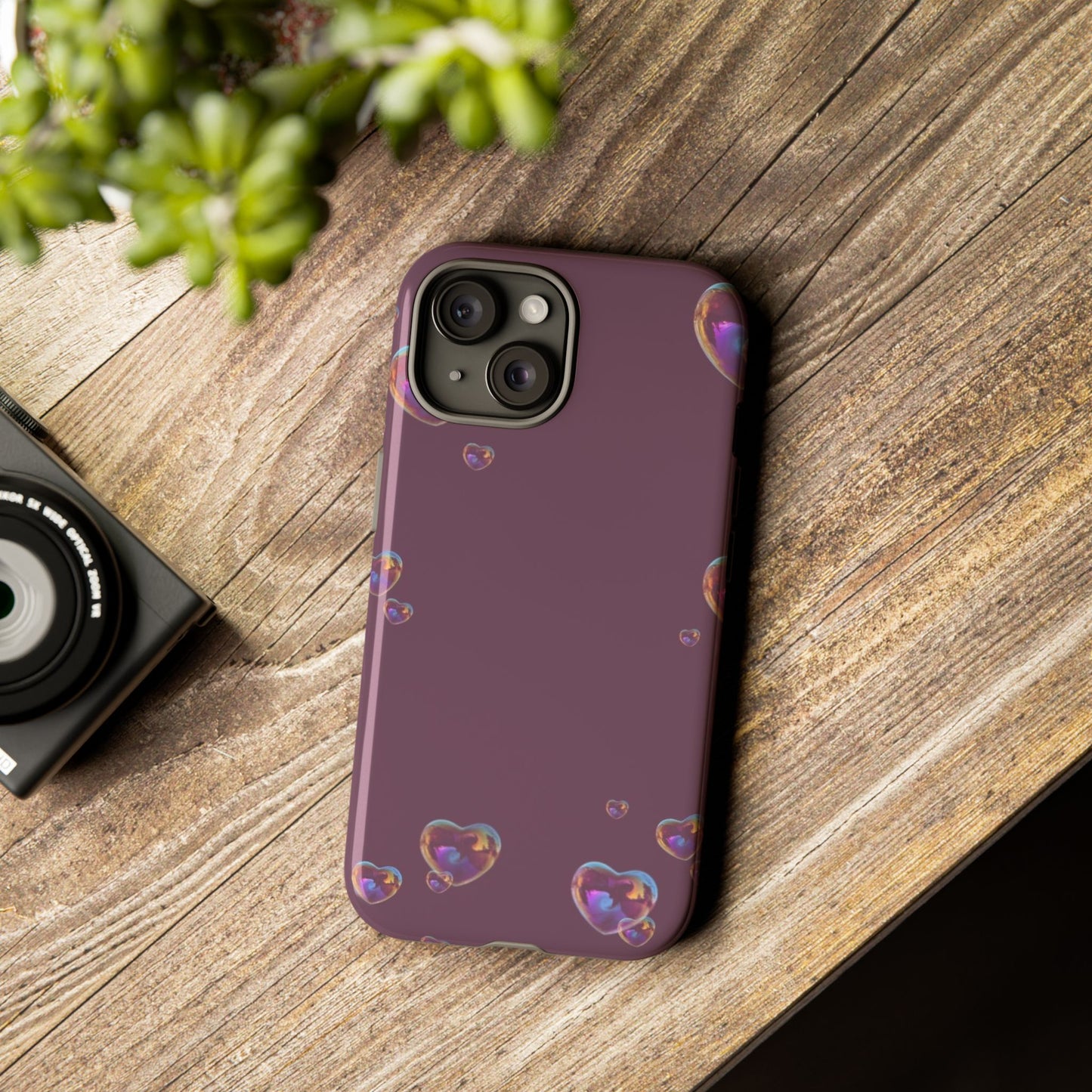 Purple Heart Bubbles Phone Case