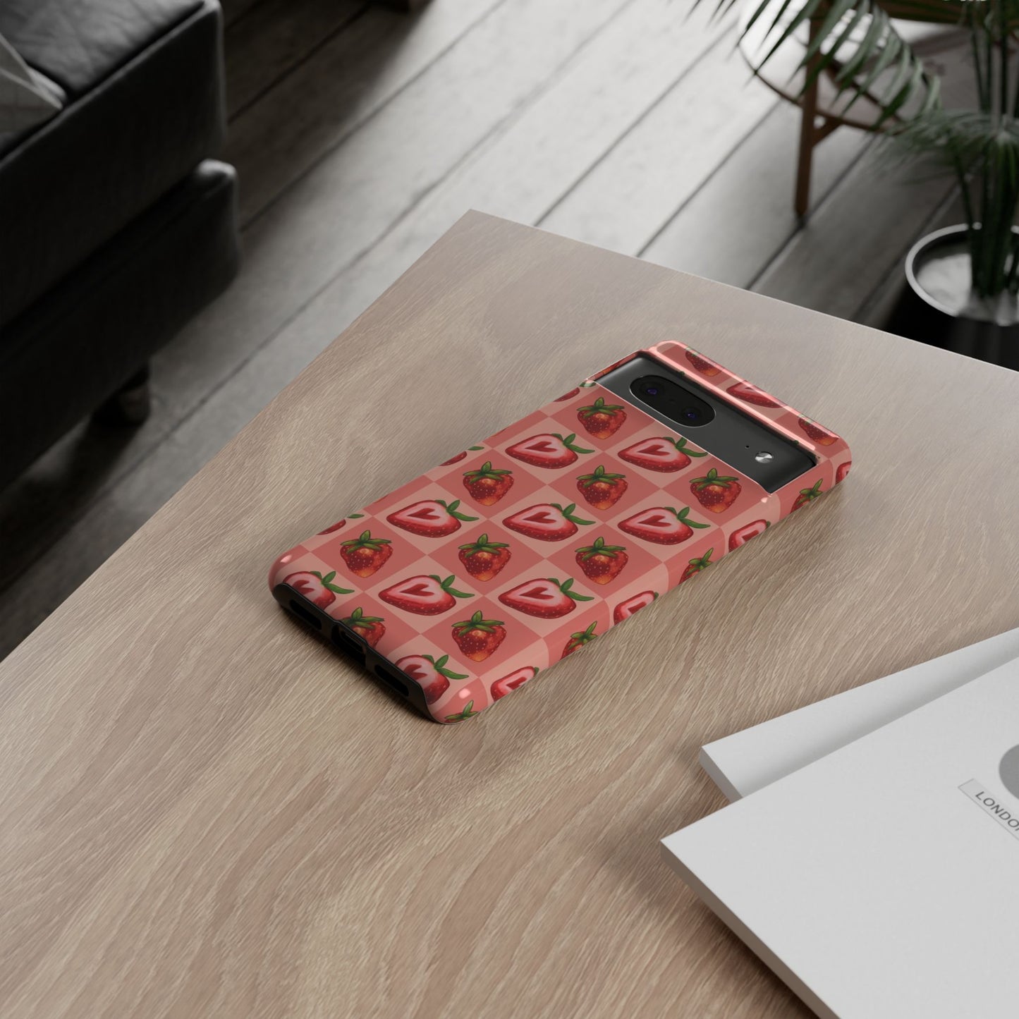 Strawberry Heart Checkers Phone Case