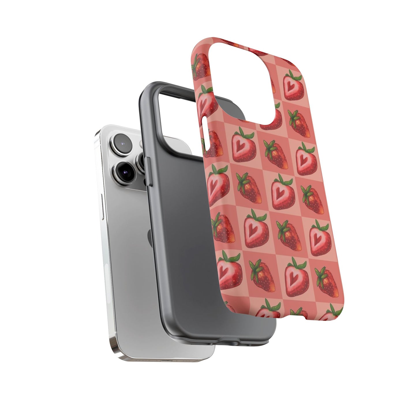 Strawberry Heart Checkers Phone Case