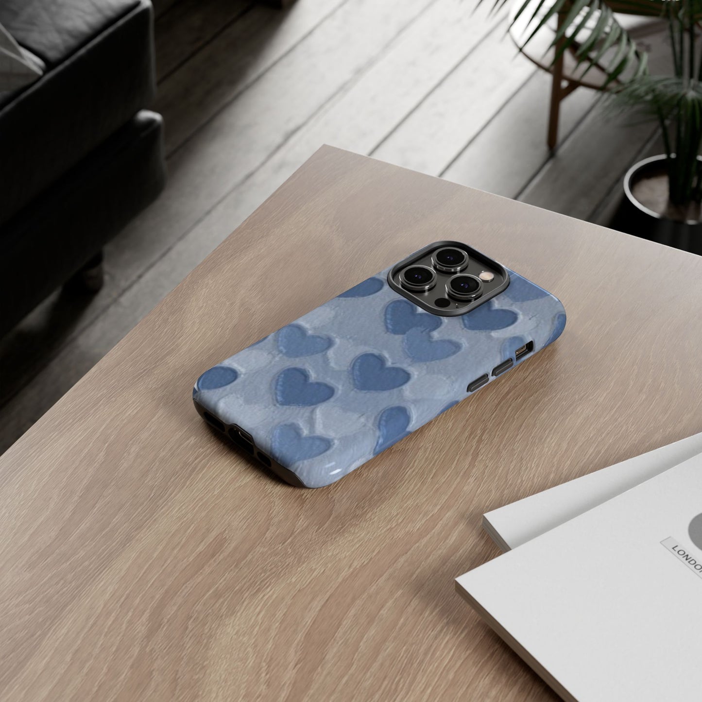 Blue Heart Chalk Wall Phone Case