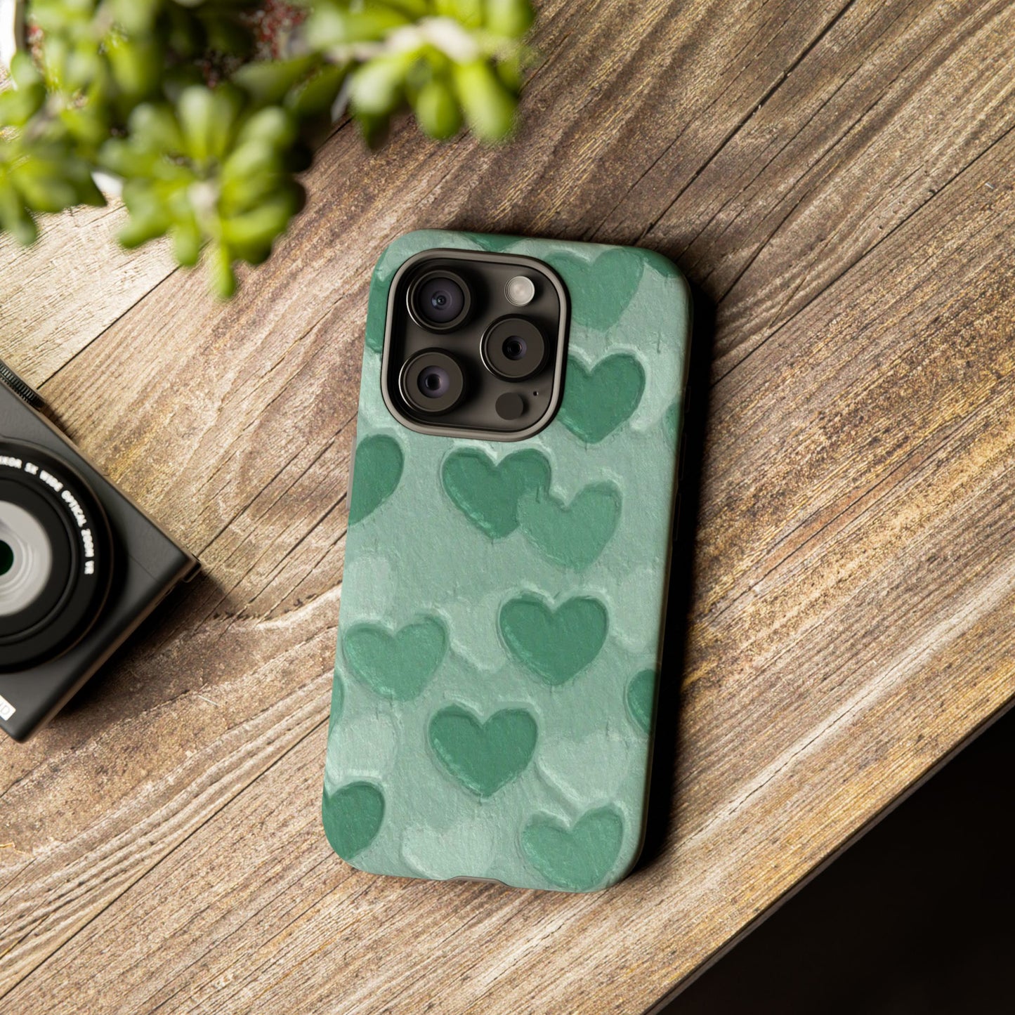 Green Heart Chalk Wall Phone Case