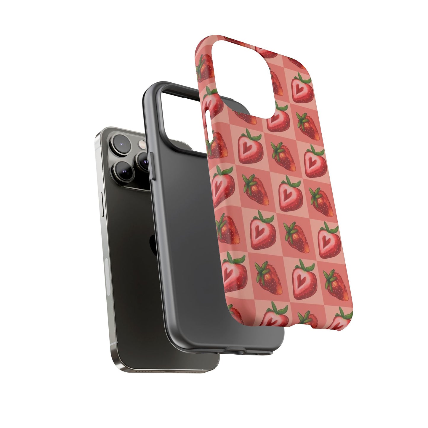 Strawberry Heart Checkers Phone Case