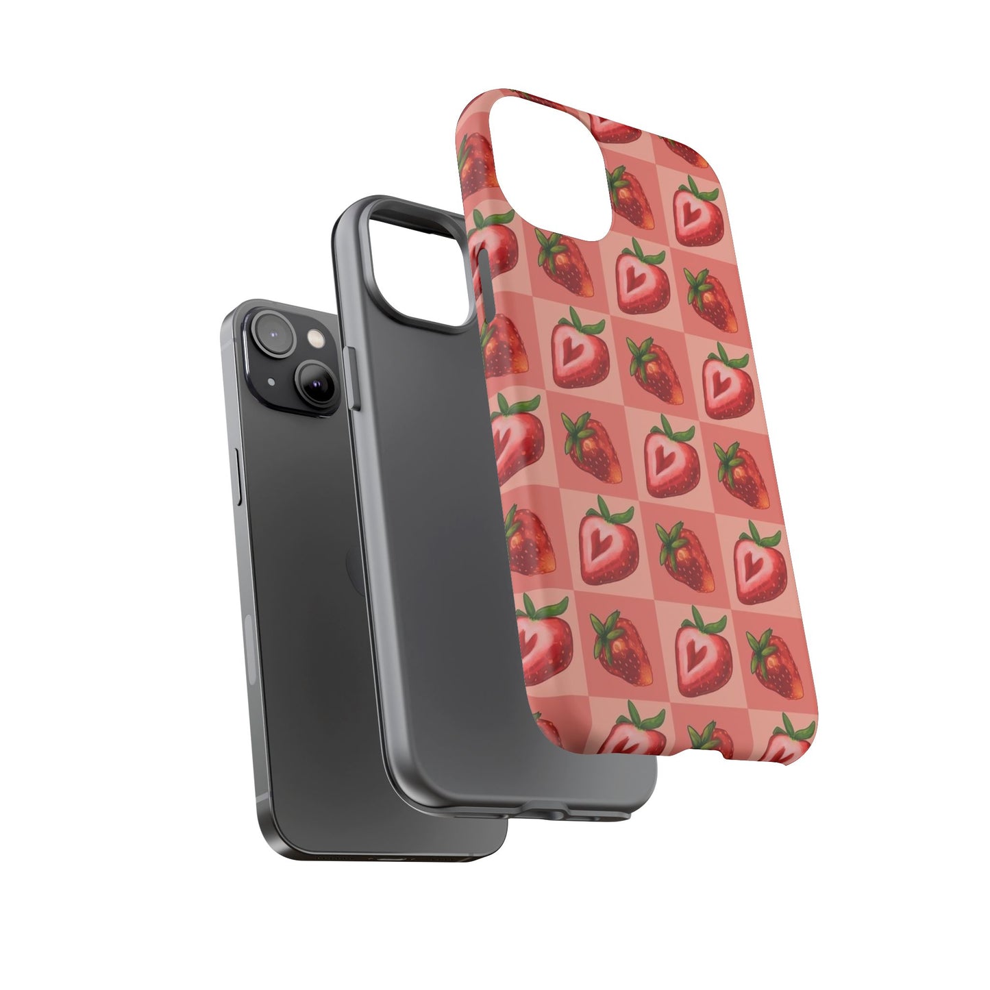 Strawberry Heart Checkers Phone Case