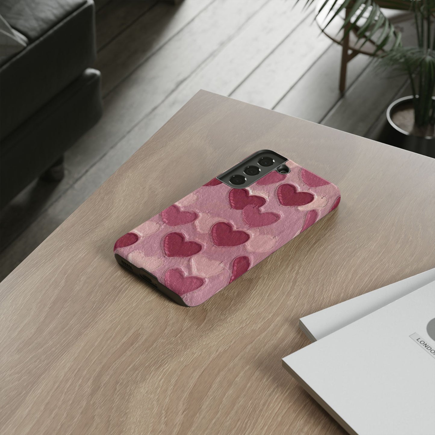 Pink Heart Chalk Wall Phone Case