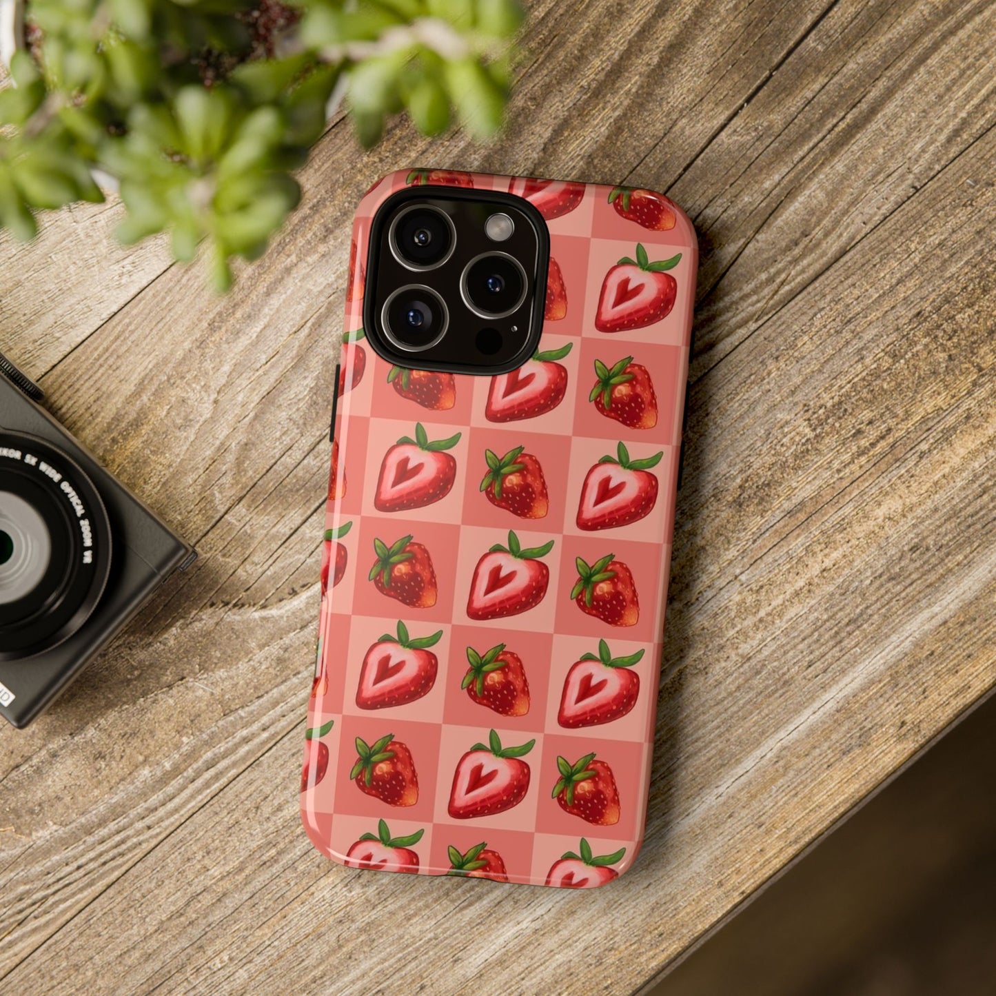 Strawberry Heart Checkers Phone Case