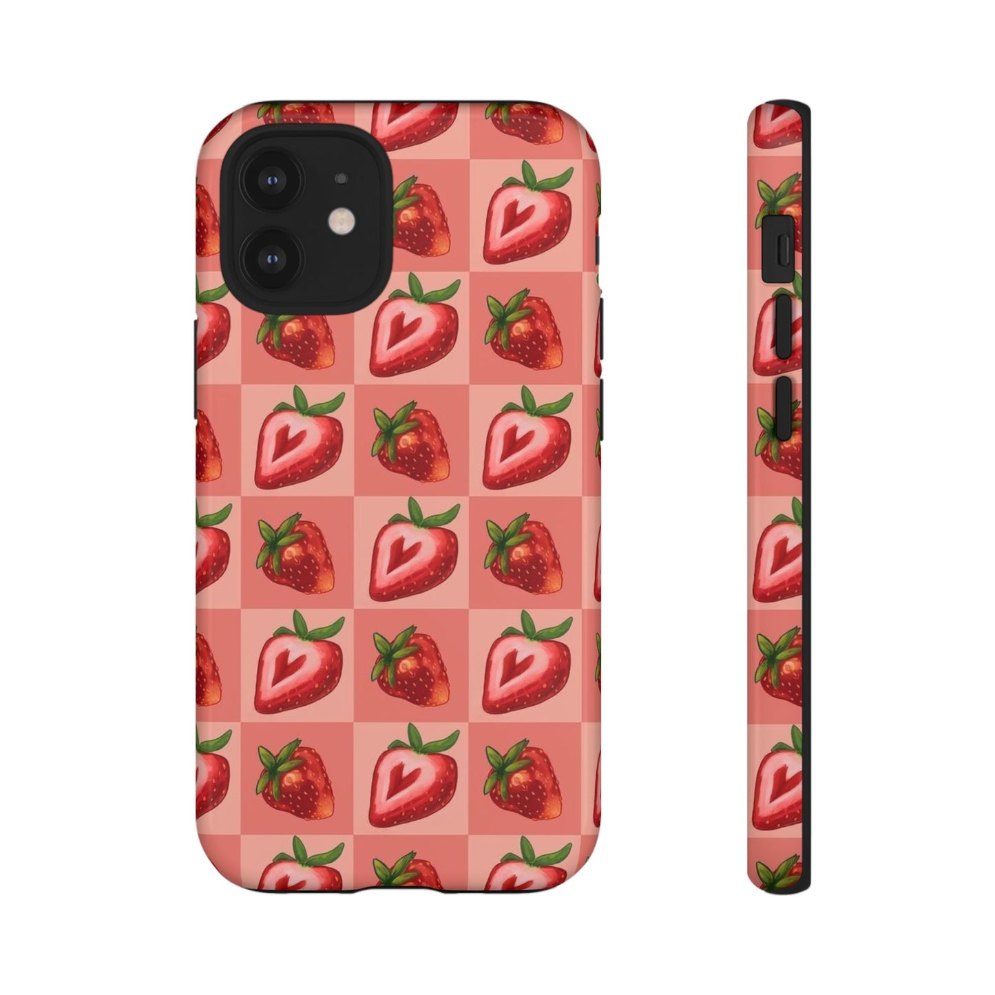 Strawberry Heart Checkers Phone Case