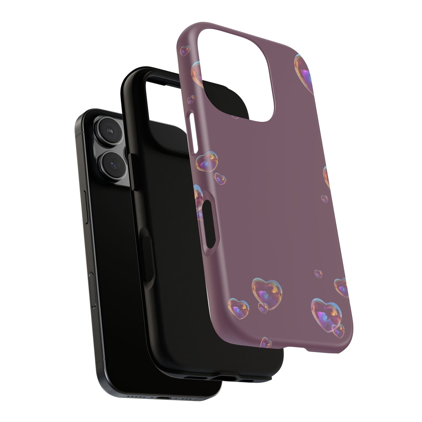 Purple Heart Bubbles Phone Case