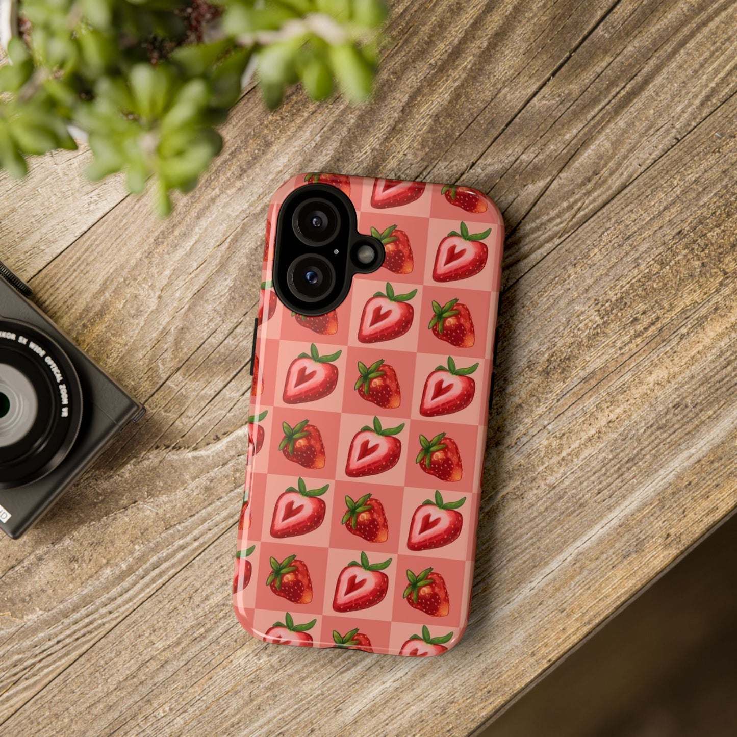 Strawberry Heart Checkers Phone Case