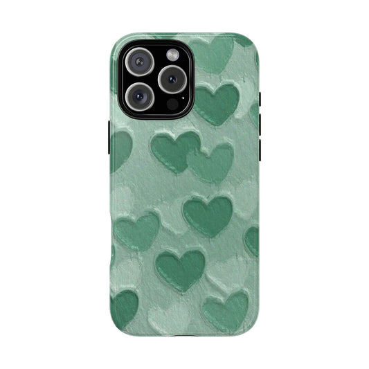 Green Heart Chalk Wall Phone Case