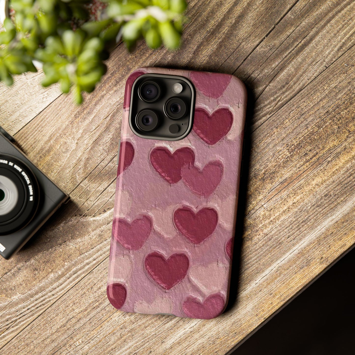 Pink Heart Chalk Wall Phone Case