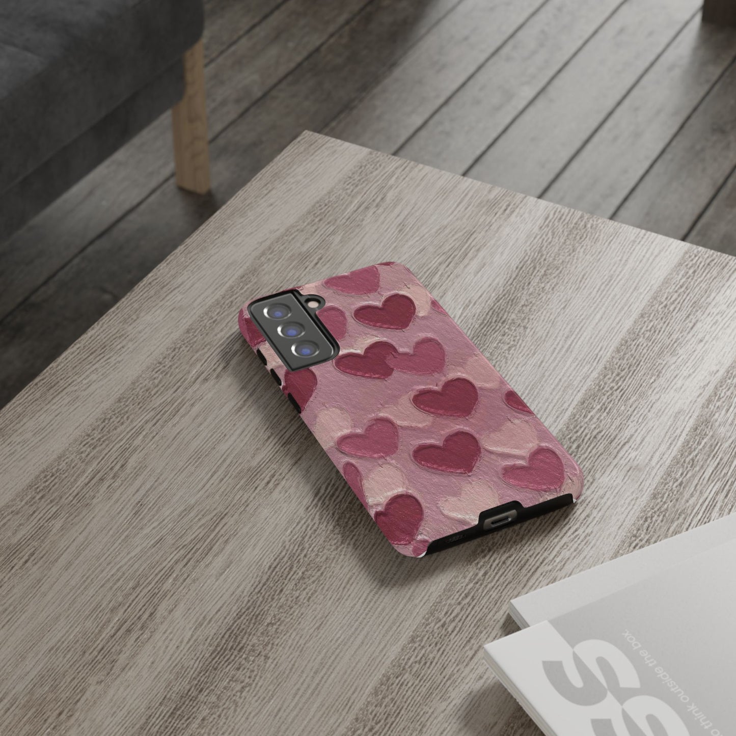 Pink Heart Chalk Wall Phone Case