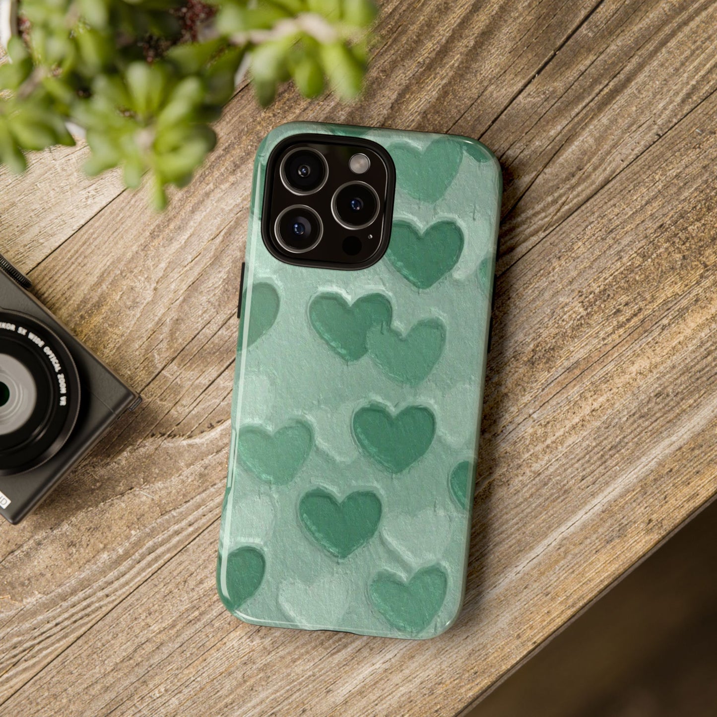 Green Heart Chalk Wall Phone Case