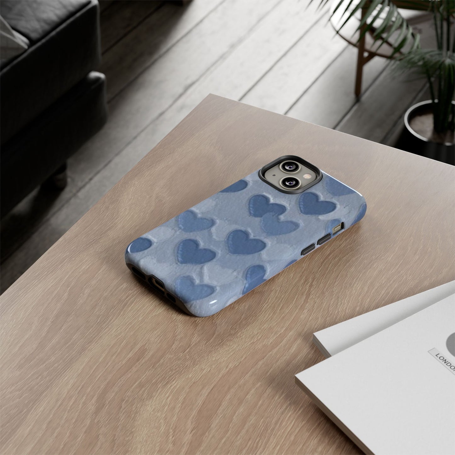 Blue Heart Chalk Wall Phone Case