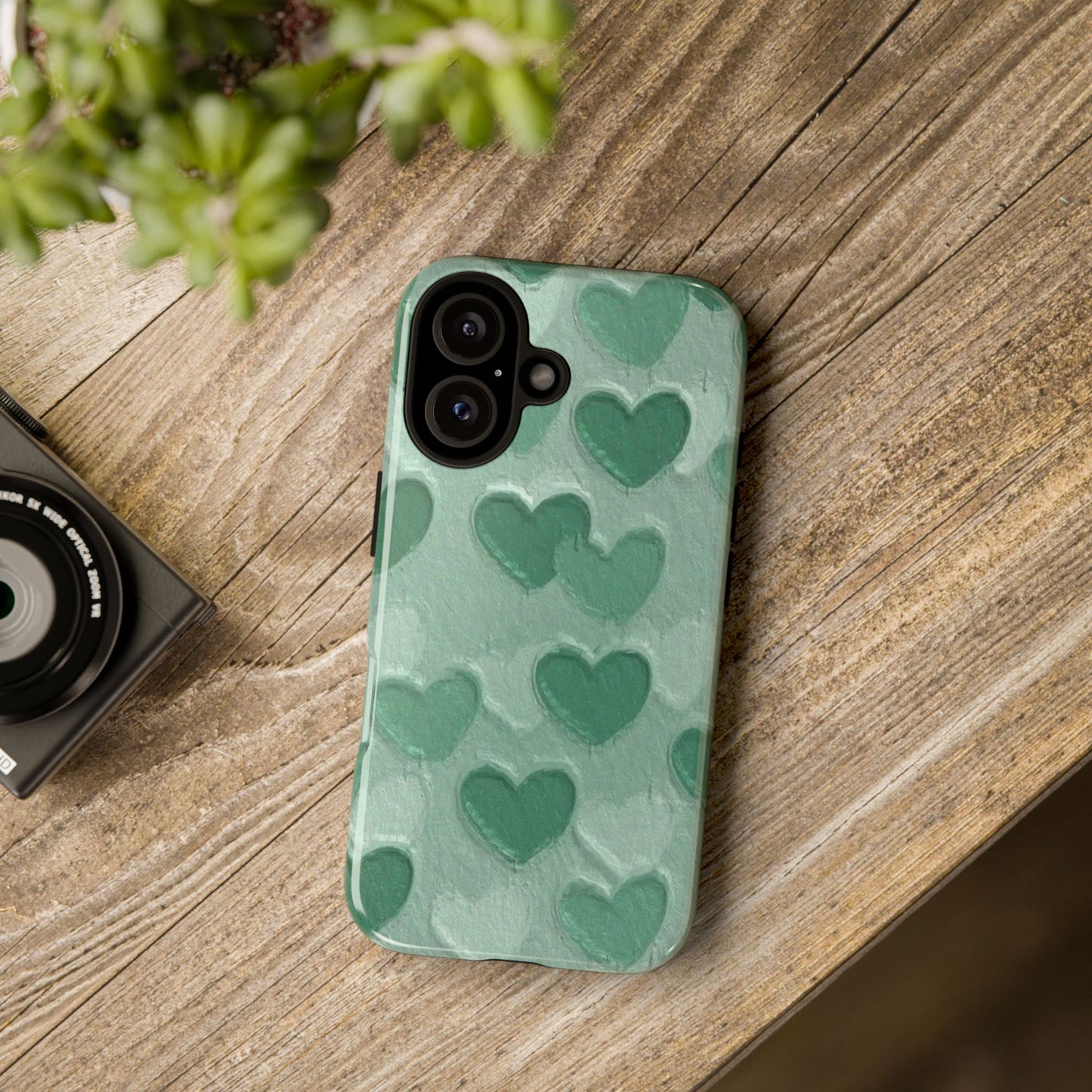 Green Heart Chalk Wall Phone Case