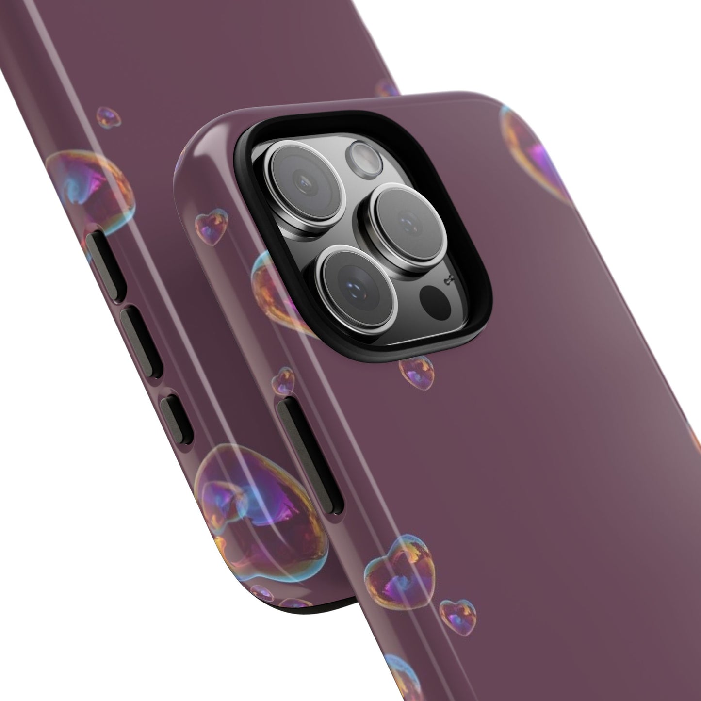 Purple Heart Bubbles Phone Case