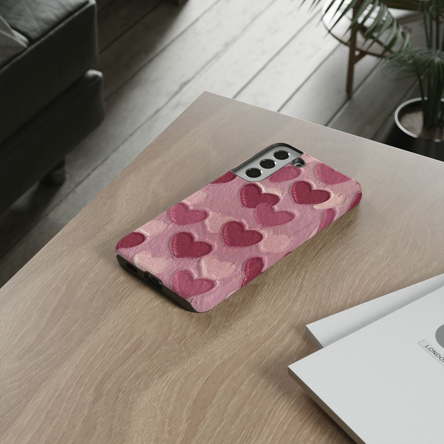 Pink Heart Chalk Wall Phone Case