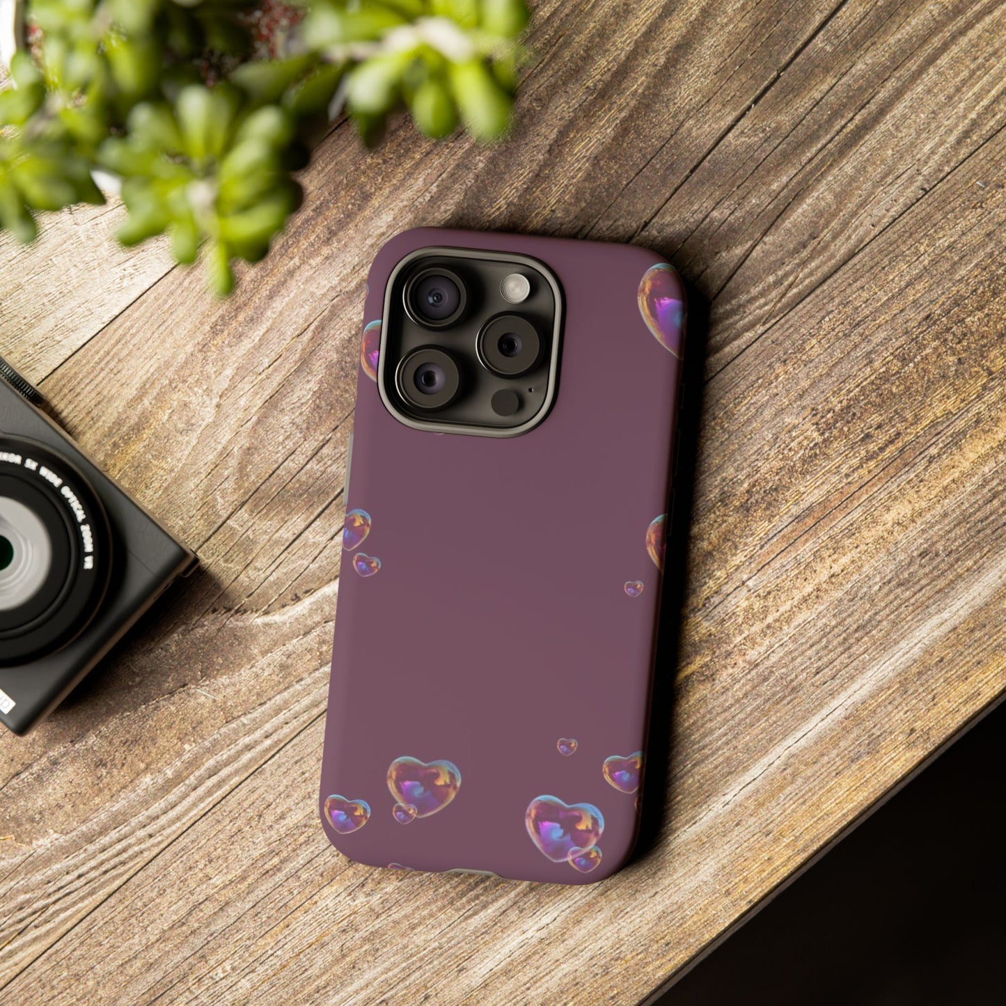 Purple Heart Bubbles Phone Case