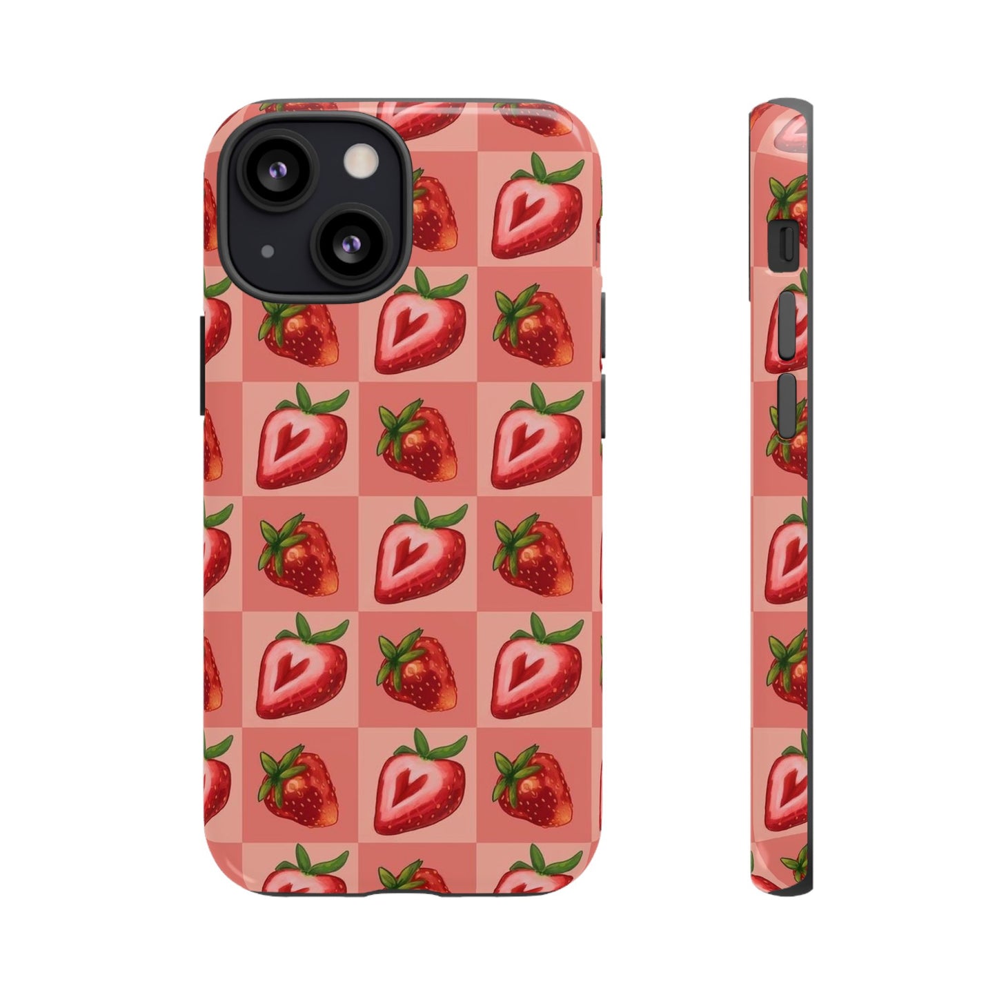 Strawberry Heart Checkers Phone Case