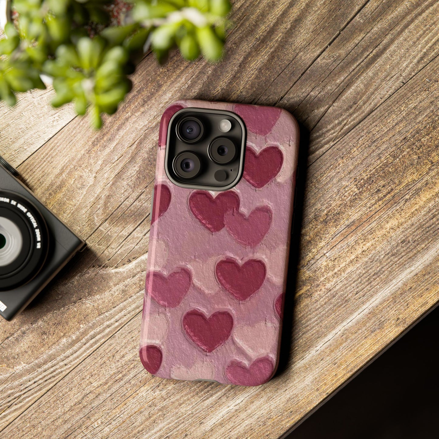 Pink Heart Chalk Wall Phone Case