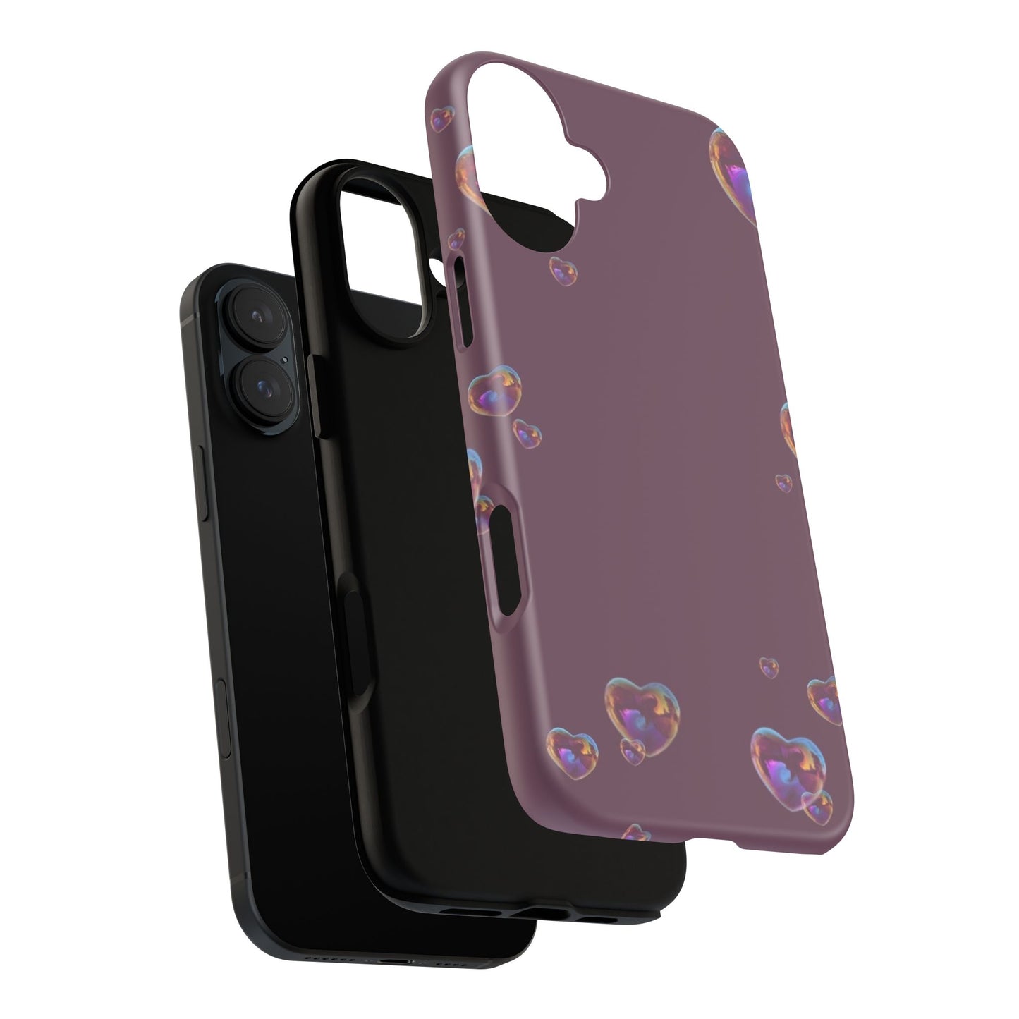 Purple Heart Bubbles Phone Case