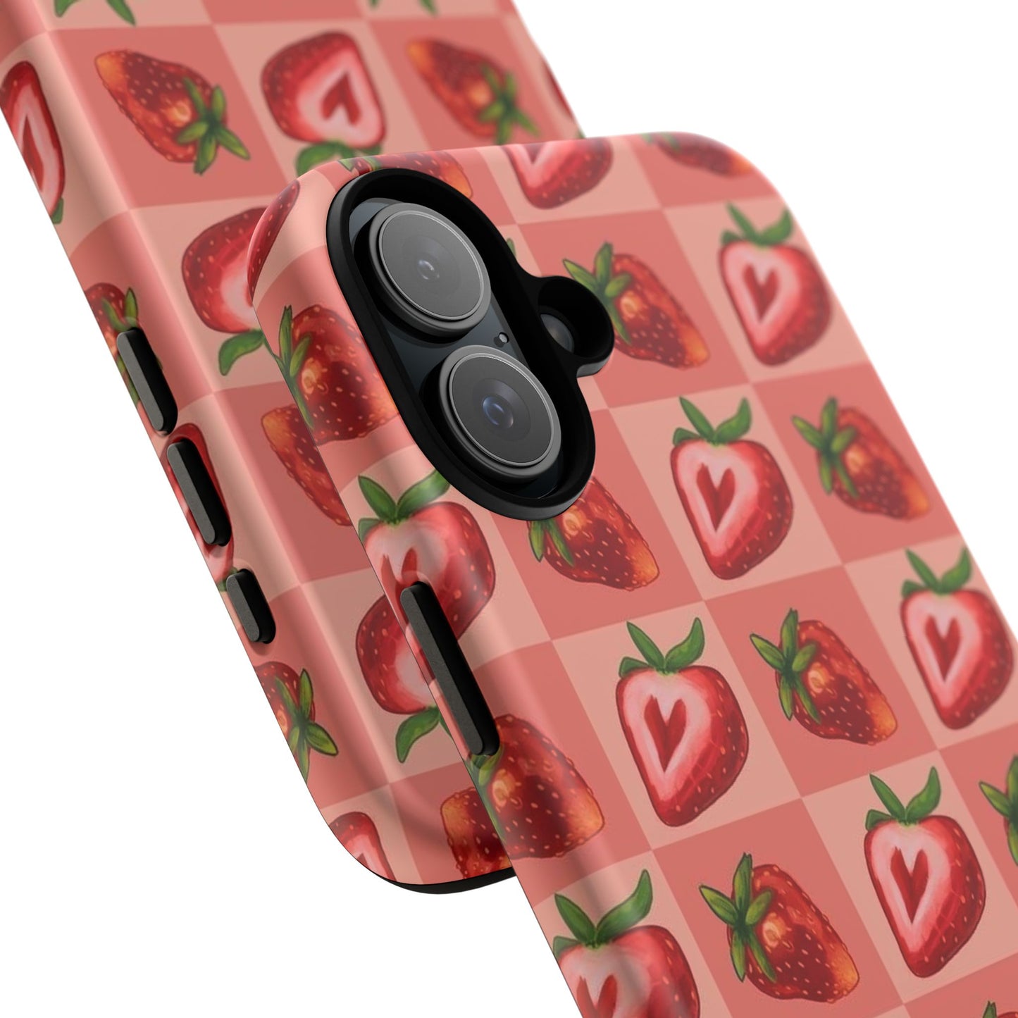 Strawberry Heart Checkers Phone Case