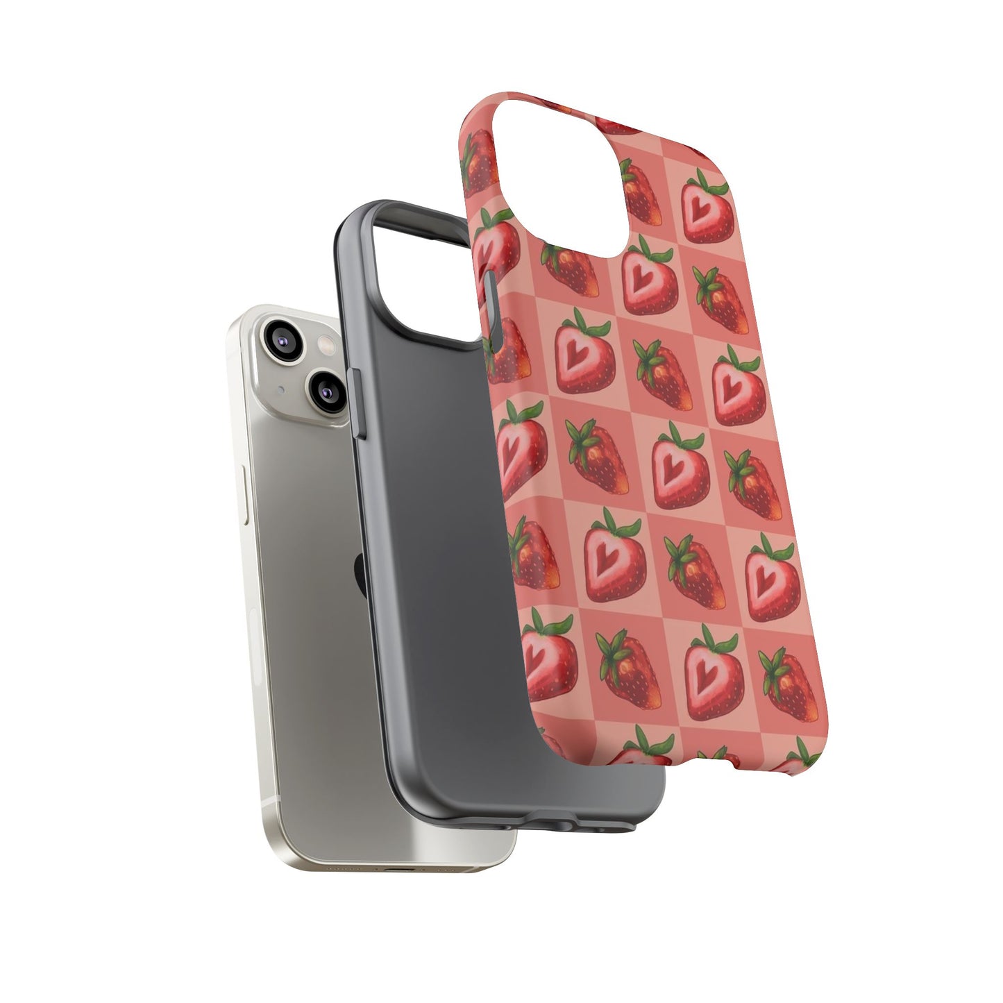 Strawberry Heart Checkers Phone Case