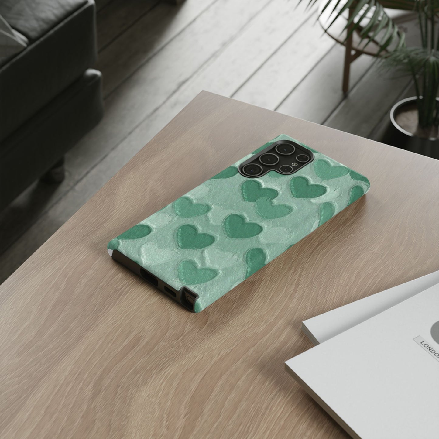 Green Heart Chalk Wall Phone Case